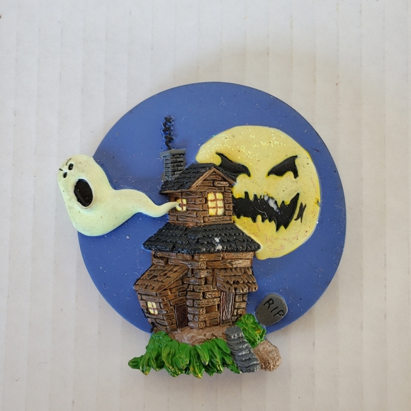 3 SWIBCO Halloween Fridge Magnets ‘08 Haunted House/Cat W/Pumpkin/Ghost BOO! - Picture 7 of 9